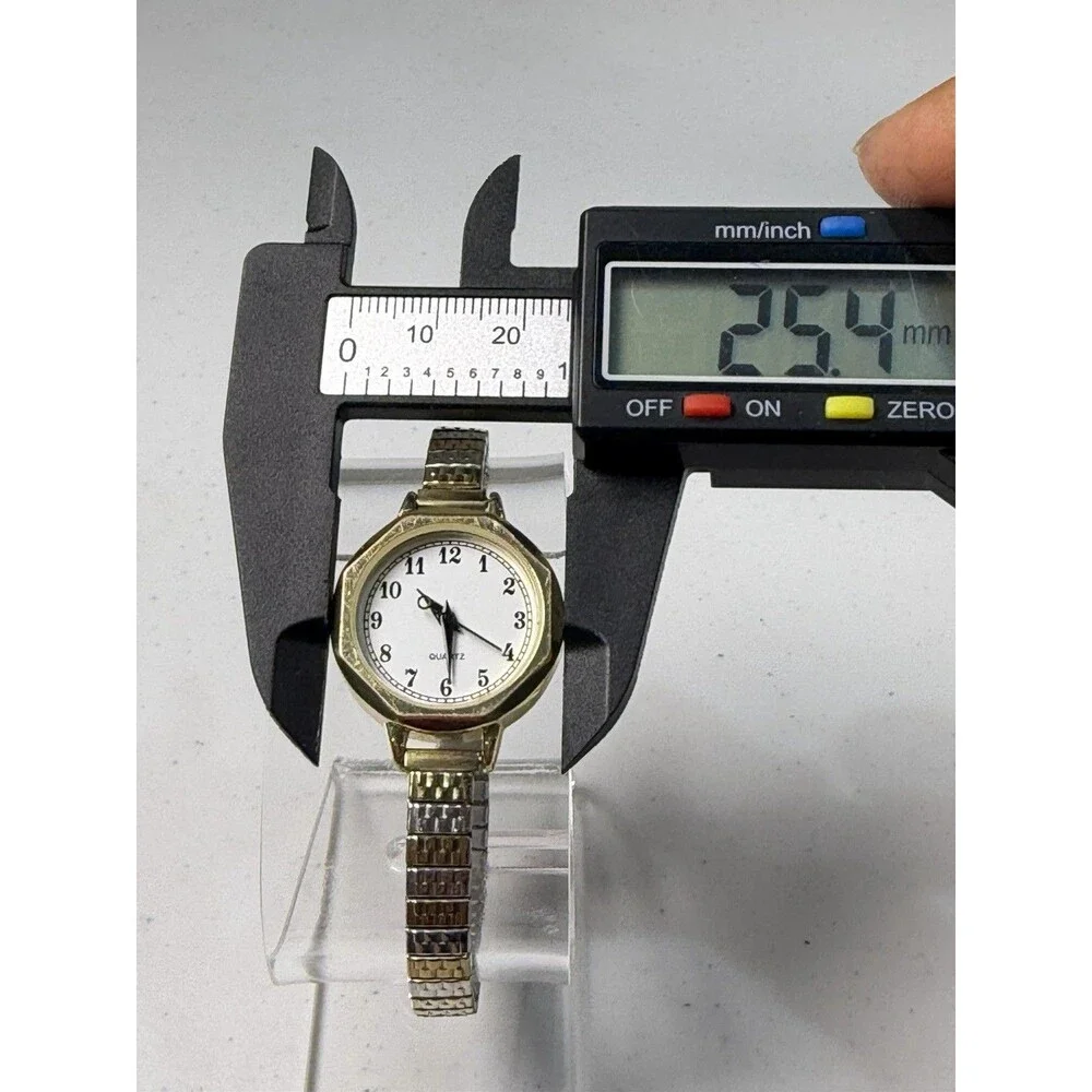 Women’s Quartz Watch Gold Tone Octagon Case Two-Tone Expansion Band Working